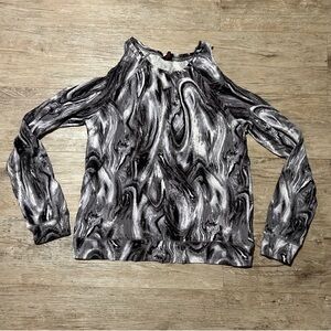 Marble Print Women's Top - Black and Gray